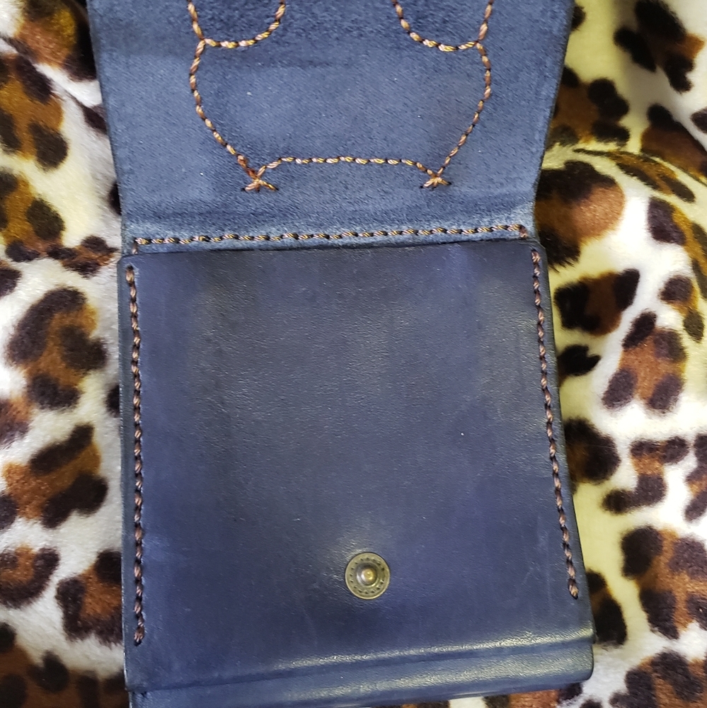 Owl wallet, blue genuine leather - Picture 5 of 7